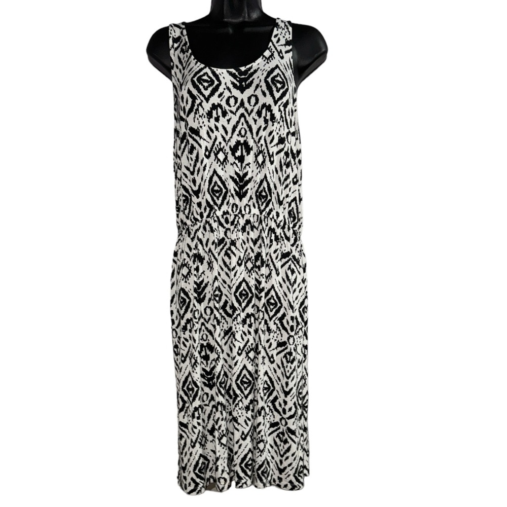Black & White Ikat Print Faded Glory Summer Dress Size L(12-14)